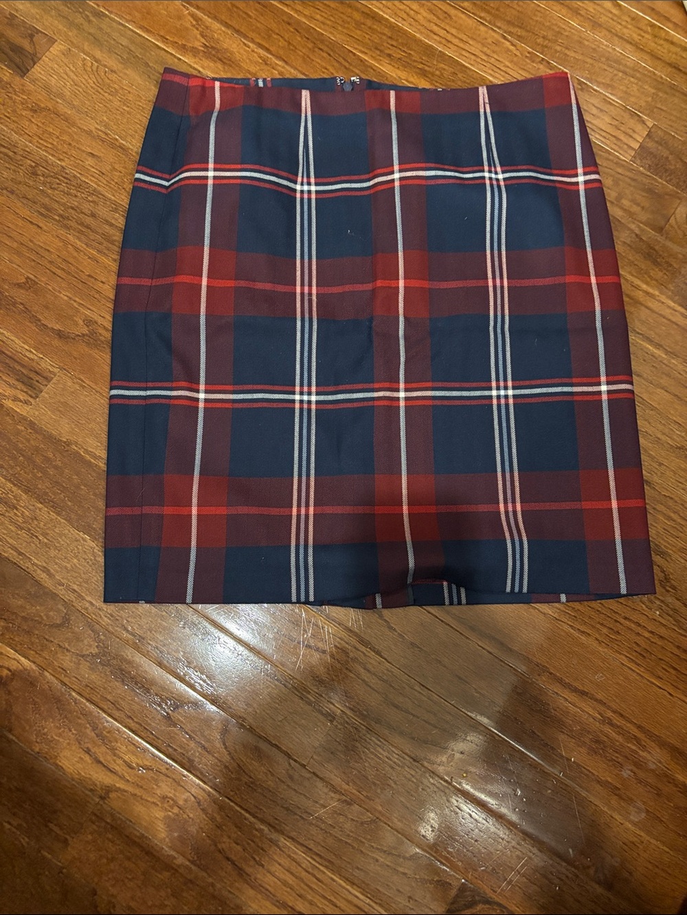 Tommy Hilfiger Red and Navy Plaid Pencil Skirt